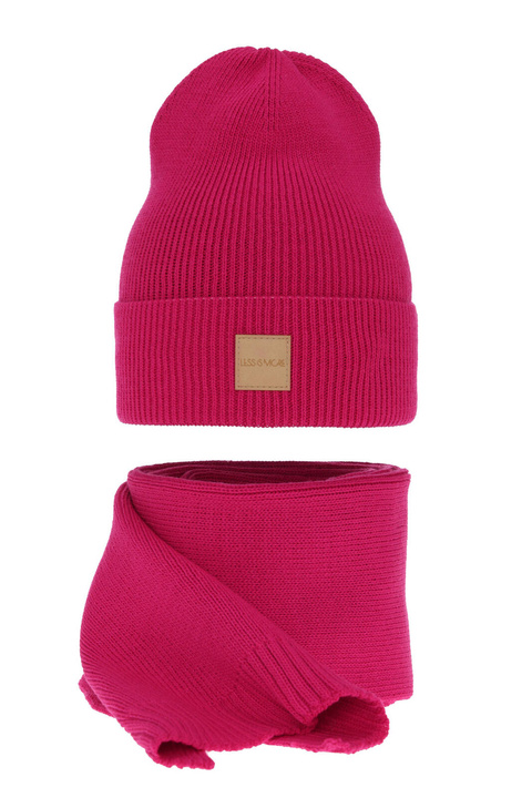 Dames winter set muts en sjaal, roze, Nathalie
