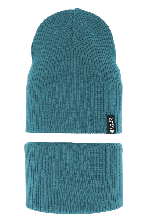 Jongens herfst/lente set muts en buissjaal, puuvillalla, blauw, Tunis
