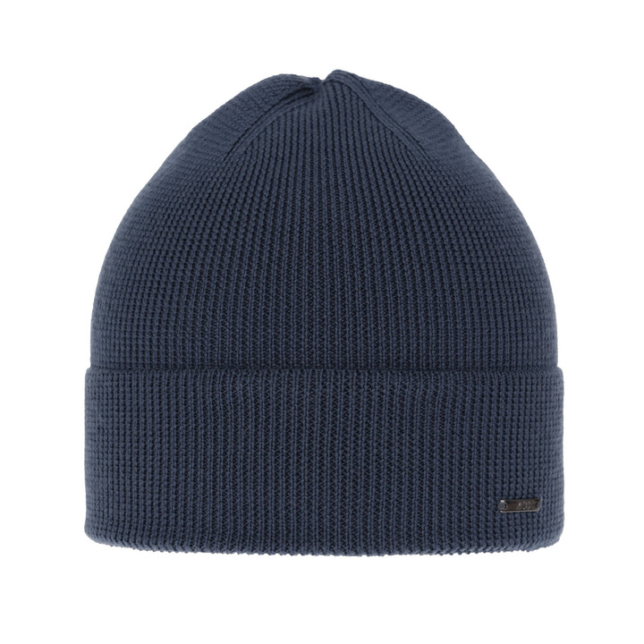 Heren wintermuts, blauw, 100% Merino Wol, Memfis