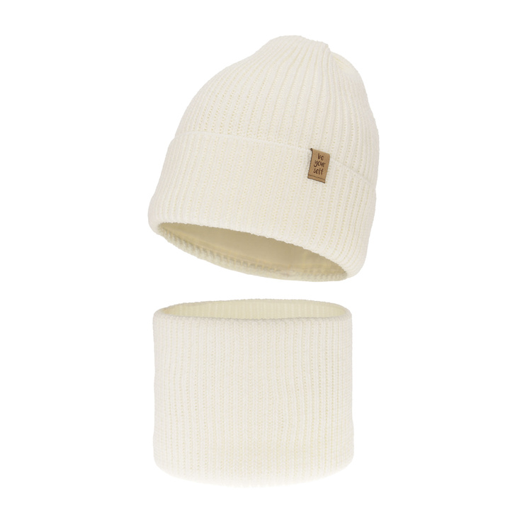 Meisjes winter set muts en buissjaal, kremowy, Edera