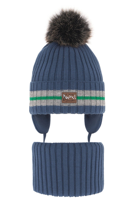 Jongens winter set, blauw, met garen pompon, Echo