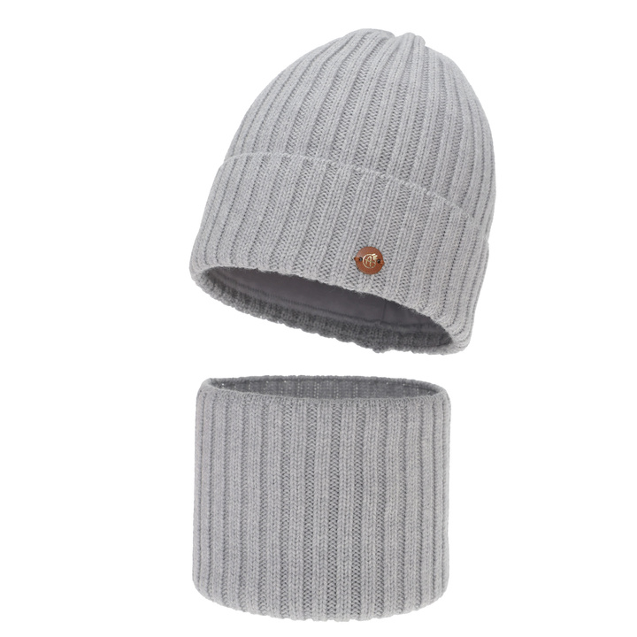 Tyttöjen talvisetti: pipo ja putkihuivi, beżowy, 100% merinovilla, puuvillavuorilla, Vanira