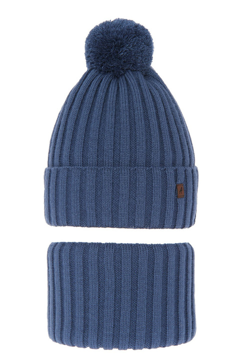 Jongens winter set, blauw, met garen pompon, Wiliam