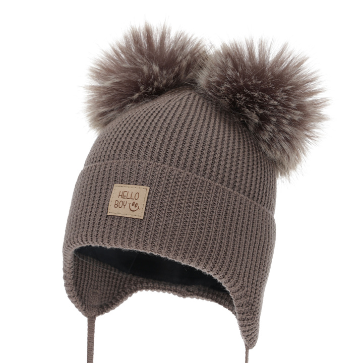 Poikien talvipipo, sininen, 100% Merinovilla, villafleeceillä vuorattu, Tambor