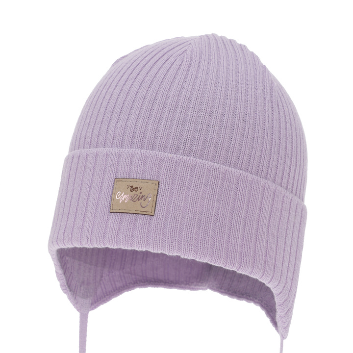 Tyttöjen syys/kevät pipo, violetti, nauhoilla, puuvillalla, Tindra