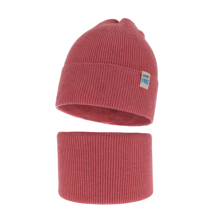 Jongens herfst/lente set muts en buissjaal, puuvillalla, koral, Ottavio