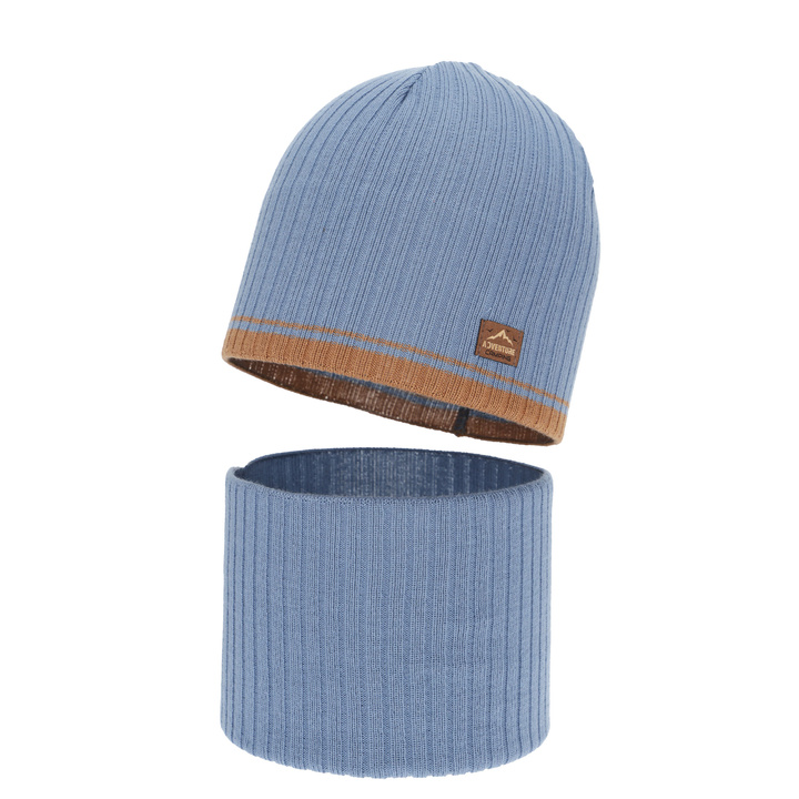 Poikien syys/kevät setti: pipo ja putkihuivi, musta, puuvillalla, Eirik