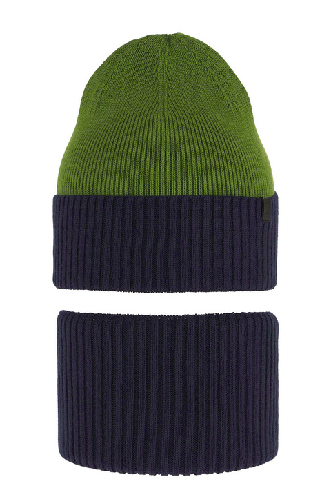 Jongens herfst/lente set muts en buissjaal, puuvillalla, blauw, katoenen, Tauros