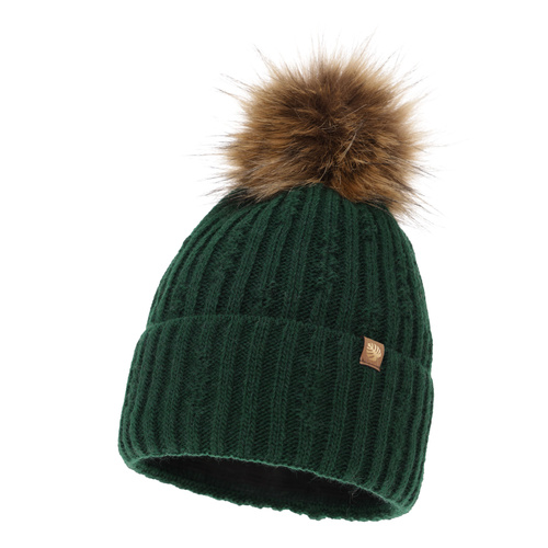 Dames wintermuts, groen, met garen pompon, Savona