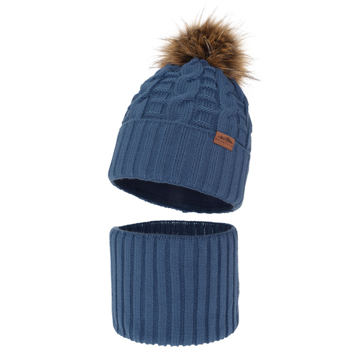 Jongens winter set, blauw, met garen pompon, Cent