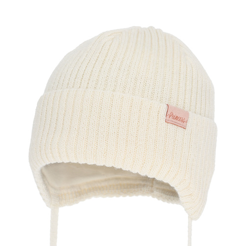 Tyttöjen talvipipo, kerma, nauhoilla, merinovillalla, Punia