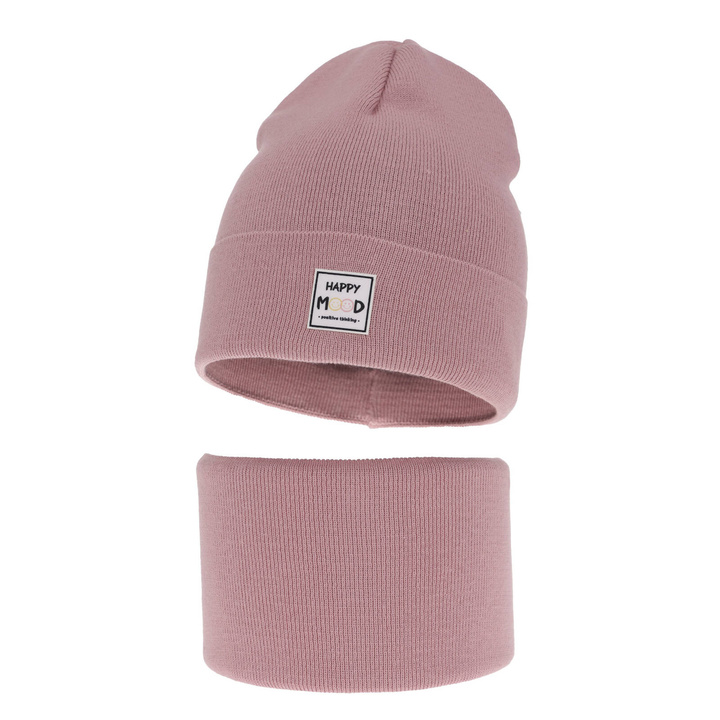 Meisjes herfst/lente set muts en buissjaal, puuvillalla, Paars, Mersila