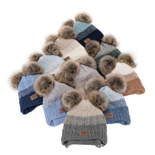 Jongens winter set, grijs, met twee pompons, Platon