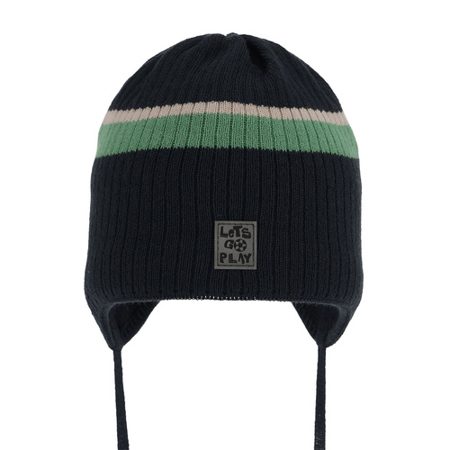 Jongens herfst/lente muts, blauw, met bindkoorden, Oliver