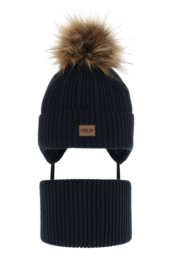 Jongens winter set, blauw, met garen pompon, Eger