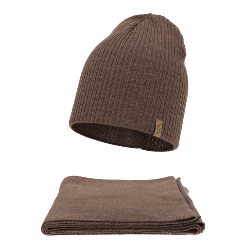 Naisten talvisetti: pipo ja huivi, ruskea, Fena