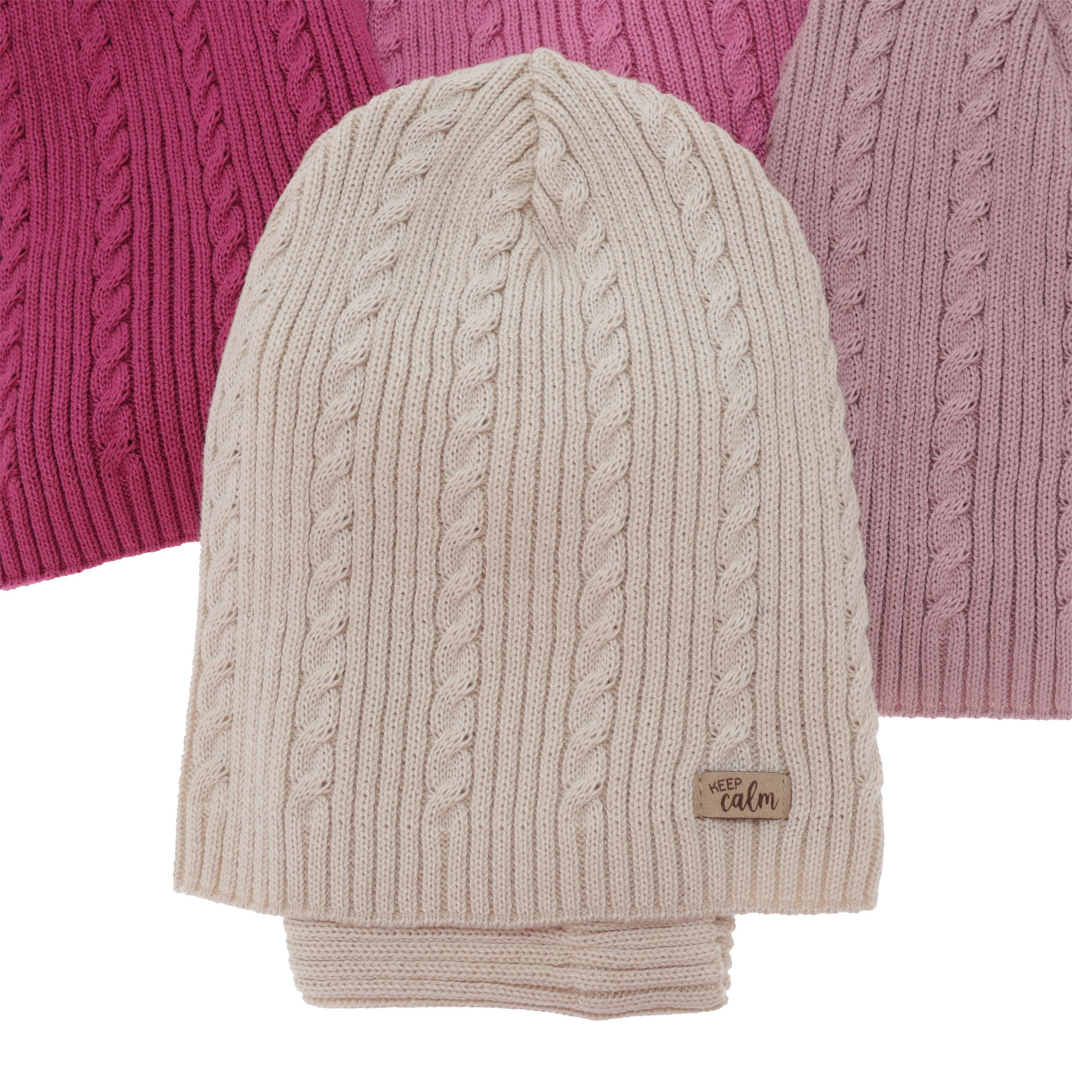 Tyttöjen syys/kevät setti: pipo ja putkihuivi, vaaleanpunainen, puuvillalla, Ordesa