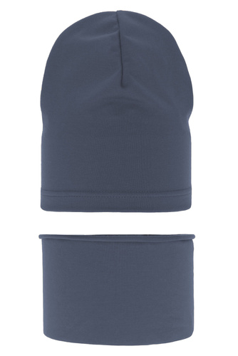 Jongens herfst/lente set muts en buissjaal, grijs, katoenen, Hazel