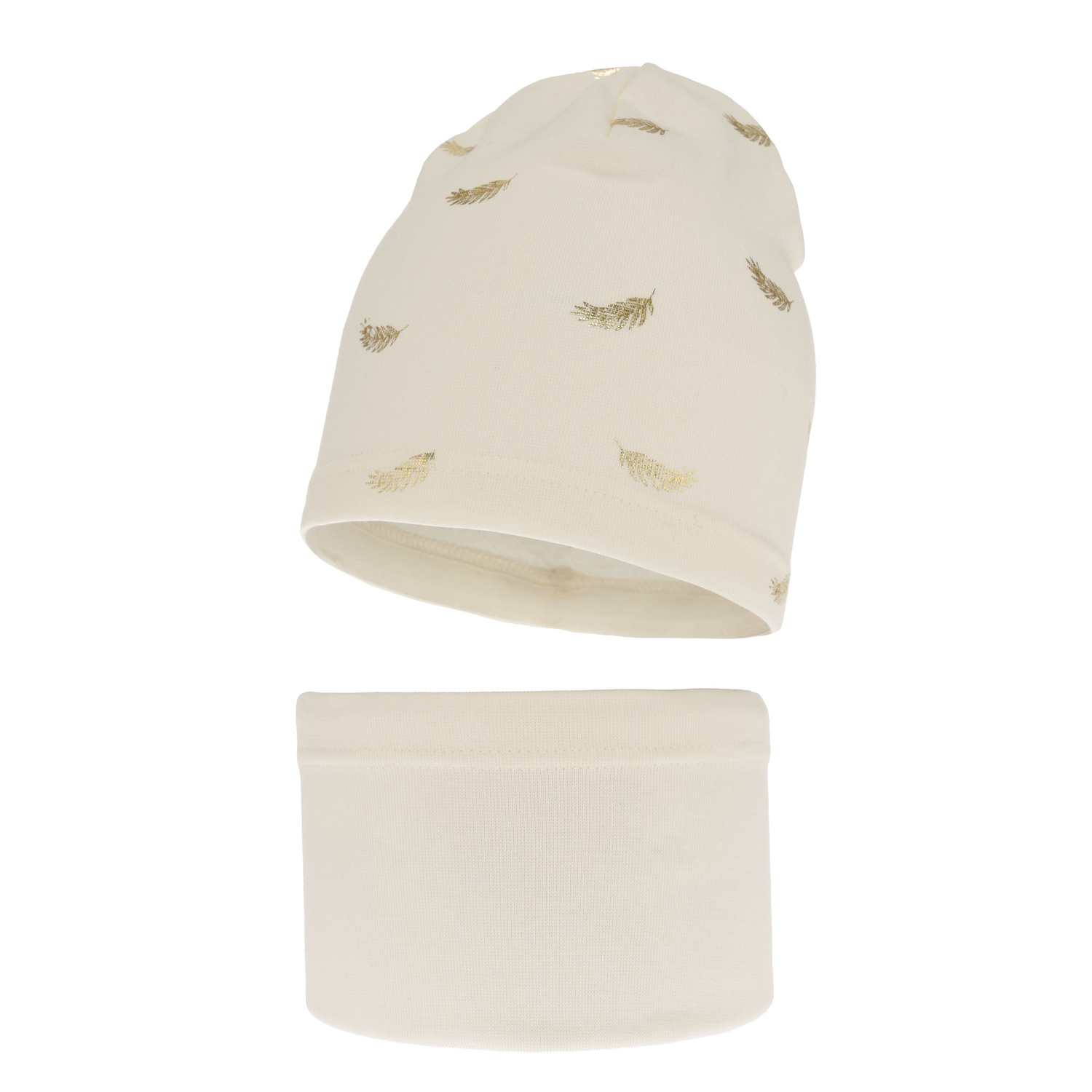 Meisjes herfst/lente set muts en buissjaal, crème, katoenen, Florena