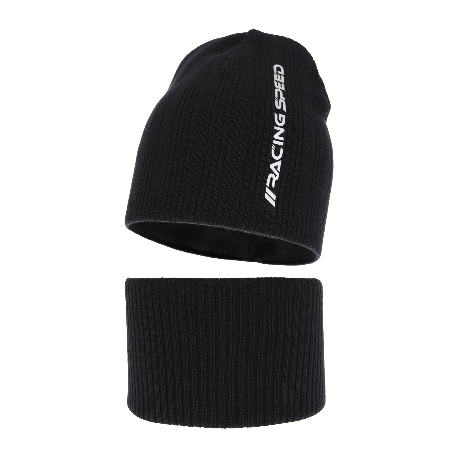 Jongens herfst/lente set muts en buissjaal, puuvillalla, zwart, Kolorado