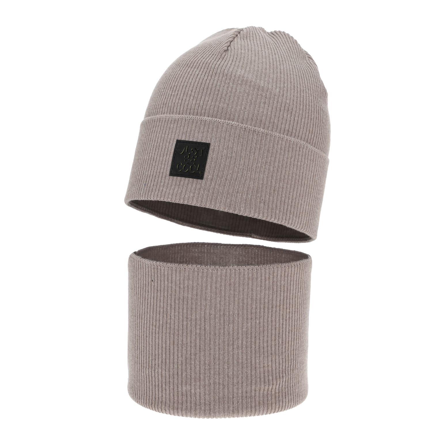 Poikien syys/kevät setti: pipo ja putkihuivi, , puuvillalla, beige, Jonas