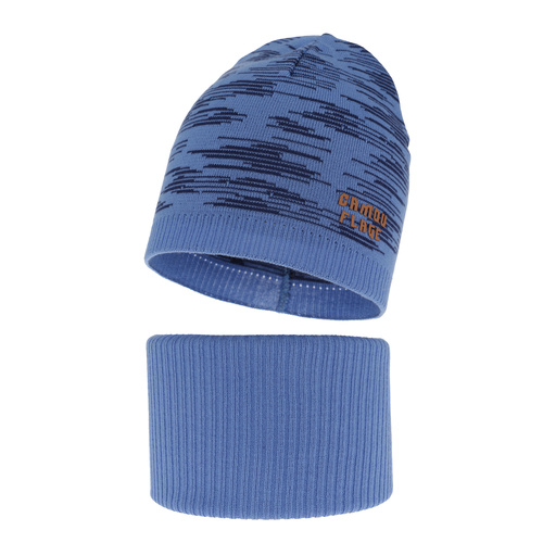 Jongens herfst/lente set muts en buissjaal, puuvillalla, blauw, Carter