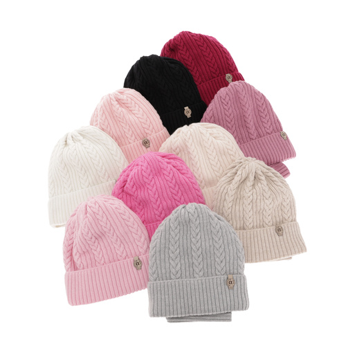 Meisjes winter set muts en buissjaal, roze, 100% Merino Wol, Jenny