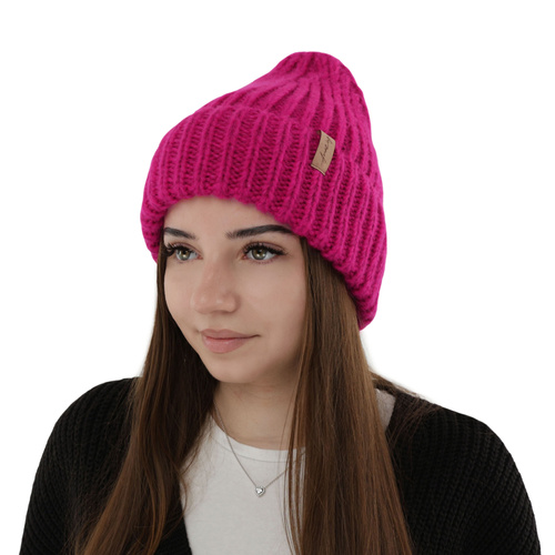 Dames wintermuts, roze, met merinowol, Caro
