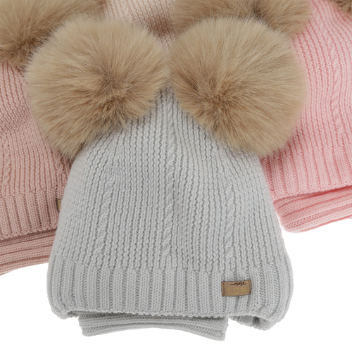 Tyttöjen pipo ja kauluri, talvi setti, valkoinen, 100% merinovillaa, vuorattu villafleeceellä, Lumia