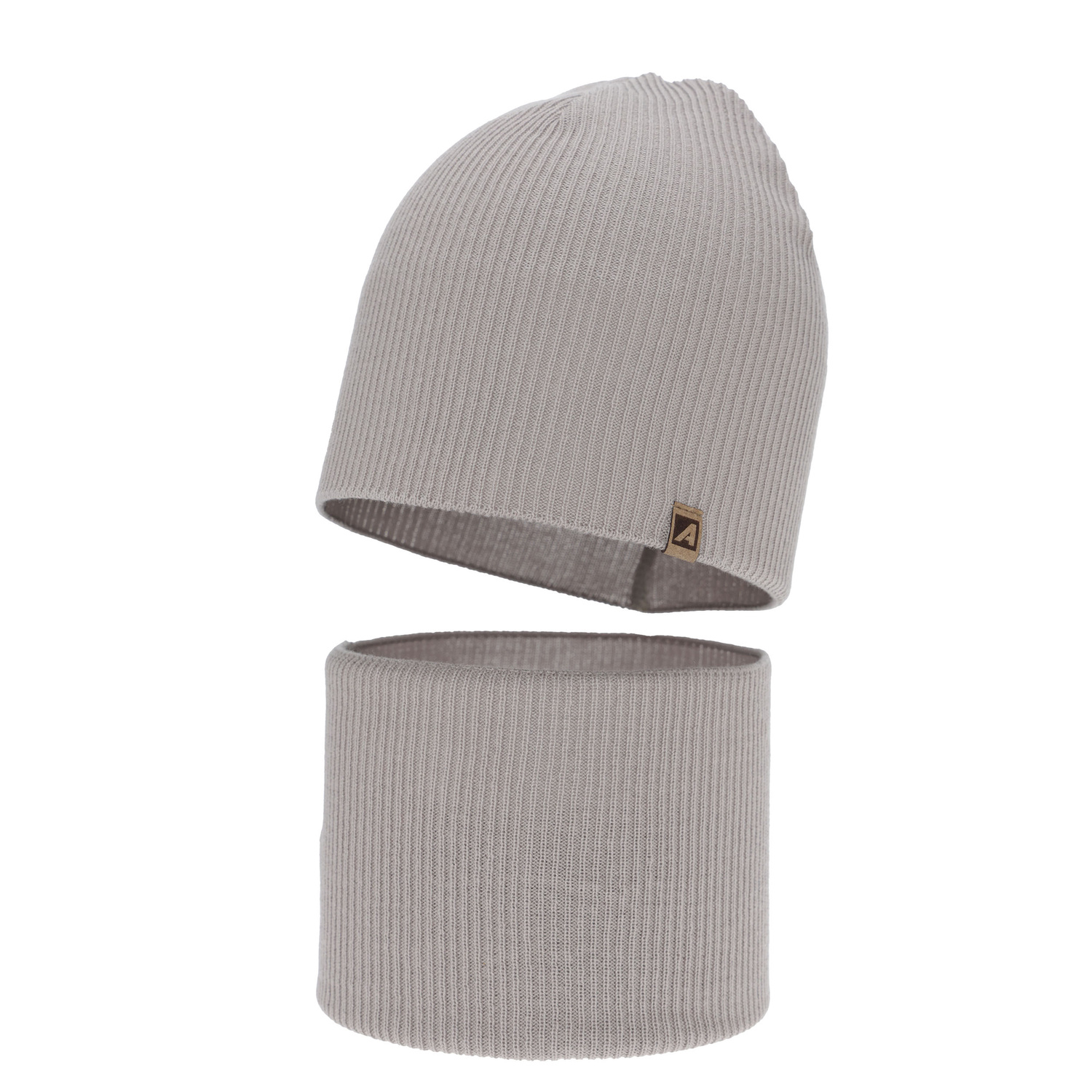 Poikien syys/kevät setti: pipo ja putkihuivi, puuvillalla, beige, Lucer