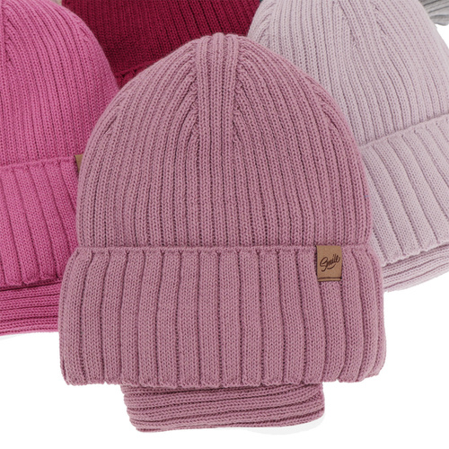 Meisjes winter set muts en buissjaal, camel, met merinowol, Mesalia