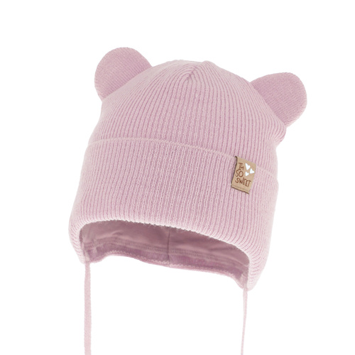 Meisjes herfst/lente muts, lila, met bindkoorden, Noemi