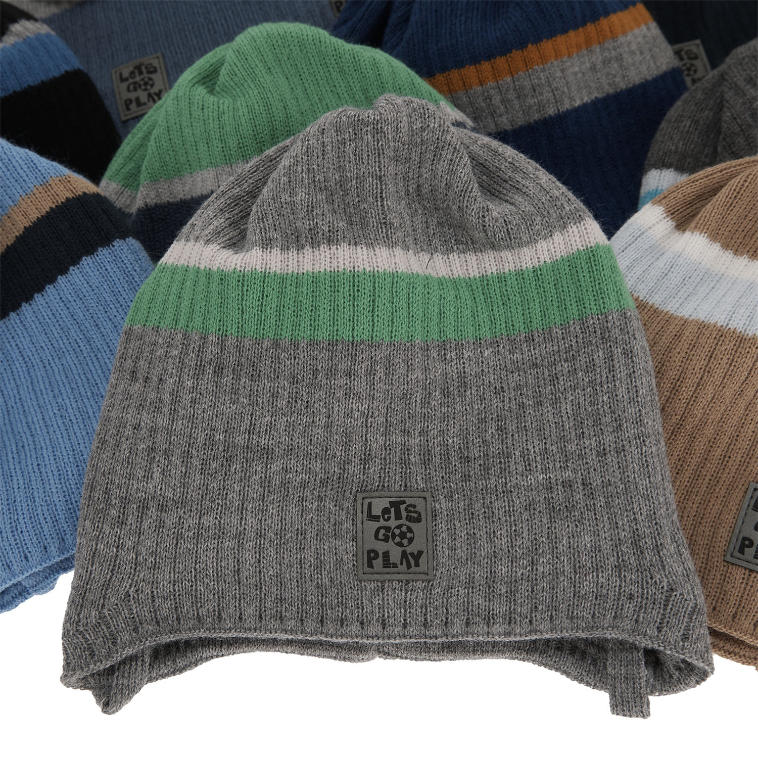 Jongens herfst/lente muts, blauw, met bindkoorden, Oliver