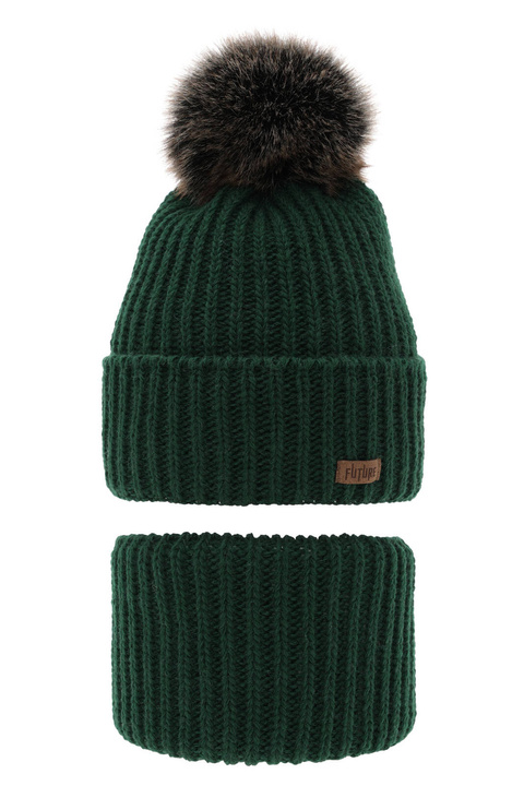 Jongens winter set, groen, met garen pompon, Wonder