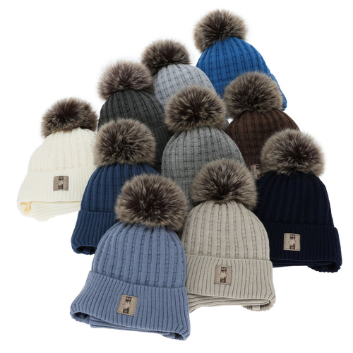 Jongens winter set, blauw, met garen pompon, Fiamanto