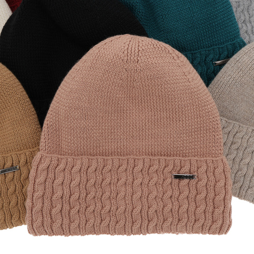 Dames wintermuts, beige, met merinowol, Febe