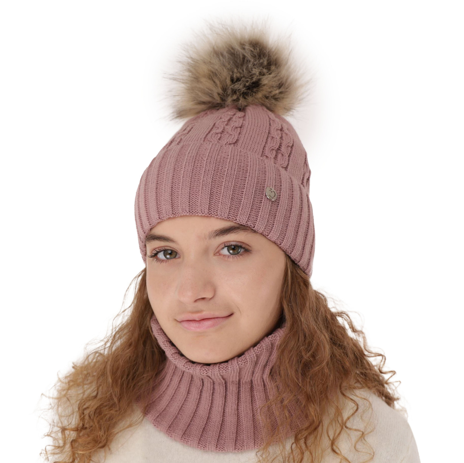 Meisjes winter set, Paars, Met garen pompon, Felia
