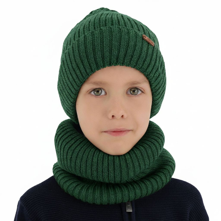 Jongens winter set, groen, met merinowol, gevoerd met fleece, Palermo