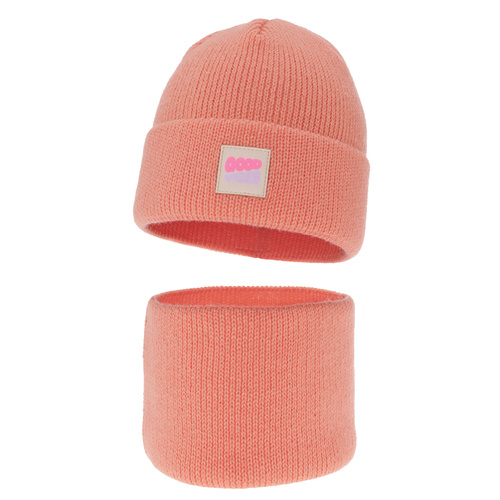 Meisjes winter set muts en buissjaal, oranje, Josephin