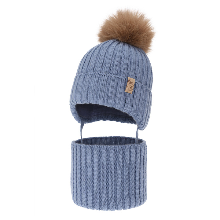 Jongens winter set, blauw, met garen pompon, Bagil