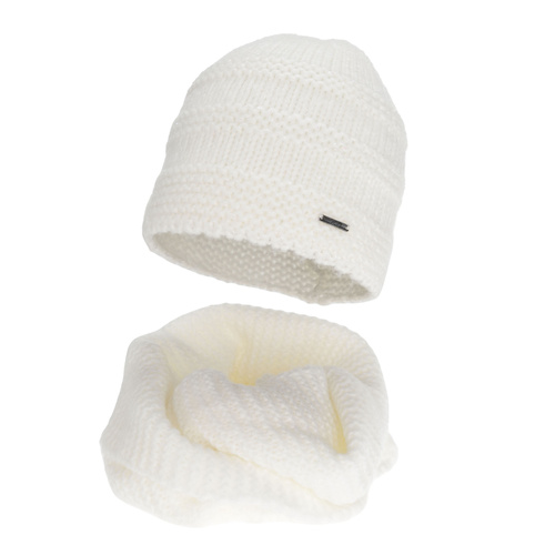 Naisten talvisetti: pipo ja putkihuivi, talvi, kremowy, merinovillalla, Driva