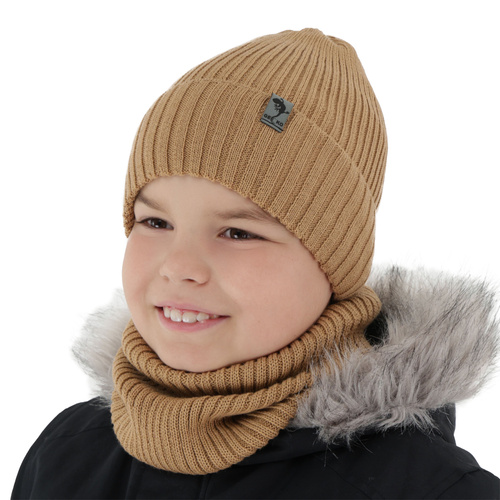 Jongens winter set, camel, met merinowol, gevoerd met fleece, Gecko
