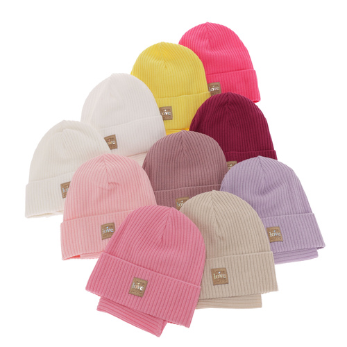 Meisjes herfst/lente set muts en buissjaal, puuvillalla, paars, Furora