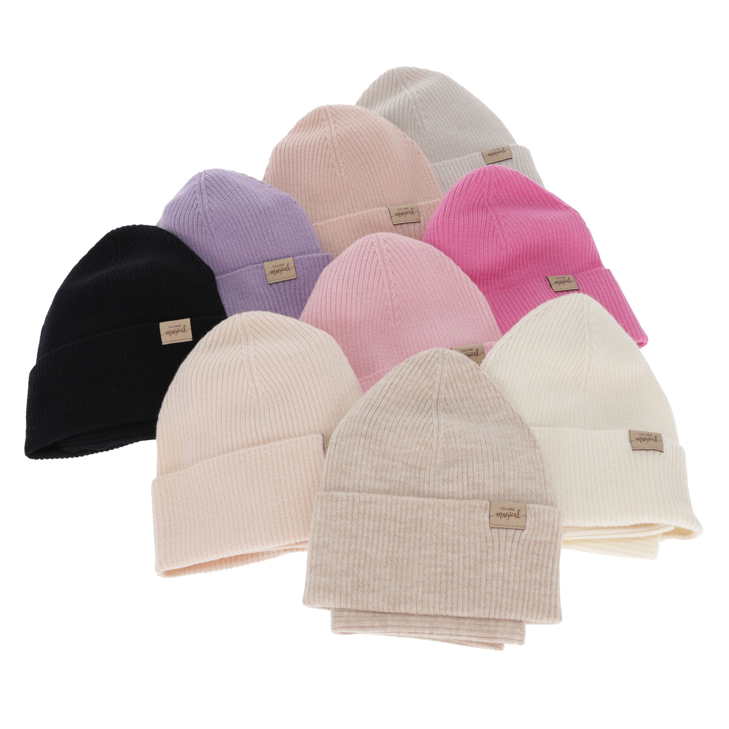 Tyttöjen syys/kevät setti: pipo ja putkihuivi, beige, 100% Merinovilla, Magenta