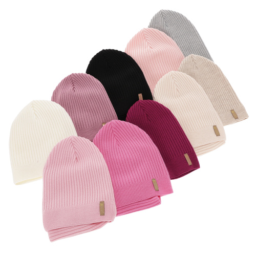 Meisjes herfst/lente set muts en buissjaal, lichtroze, 100% Merino Wol, Chelsie