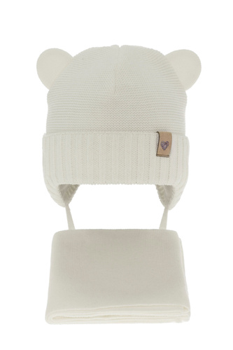 Meisjes winter set muts en sjaal, kremowy, Alice