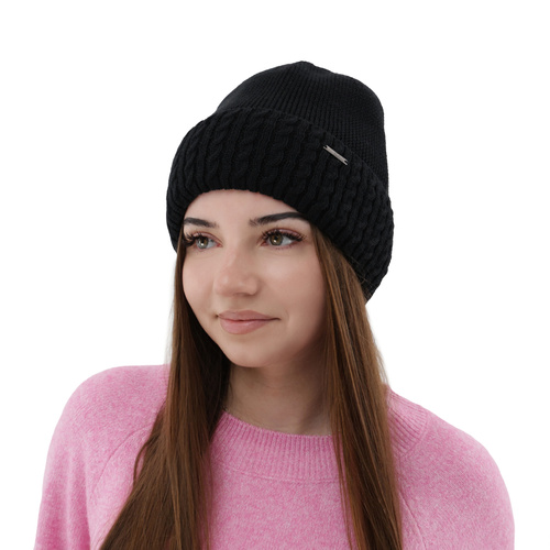 Dames wintermuts, beige, met merinowol, Febe