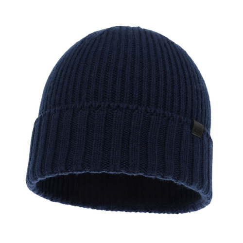 Heren wintermuts, blauw, 100% Merino Wol, nahtlos, Bruner