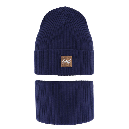 Jongens herfst/lente set muts en buissjaal, puuvillalla, marineblauw, Fenix