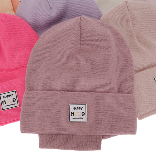 Meisjes herfst/lente set muts en buissjaal, puuvillalla, roze, Mersila